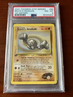 Pokemon TCG PSA 8 1st Edition 2000 Gym Heroes Brock’s Geodude WOTC Vintage Card - Image 1