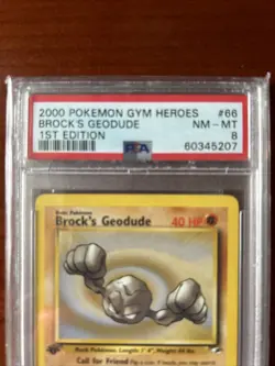 Pokemon TCG PSA 8 1st Edition 2000 Gym Heroes Brock’s Geodude WOTC Vintage Card - Image 2
