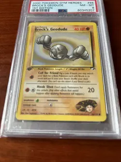 Pokemon TCG PSA 8 1st Edition 2000 Gym Heroes Brock’s Geodude WOTC Vintage Card - Image 3