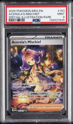2025 POKEMON MEG EN-MEGA EVOLUTION #183 ACEROLA'S MISCHIEF PSA 9 - Image 1