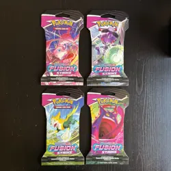 Pokemon Fusion Strike Sleeved Booster Pack Art Set - 4 Packs in Total - Image 1