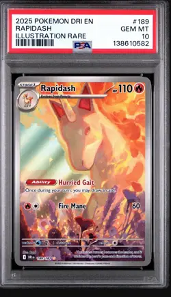 2025 POKEMON DRI EN-DESTINED RIVALS ILLUSTRATION RARE #189 RAPIDASH PSA 10 - Image 1