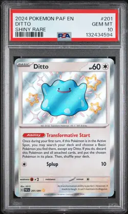 2024 POKEMON PAF EN-PALDEAN FATES SHINY RARE #201 DITTO PSA 10 - Image 1