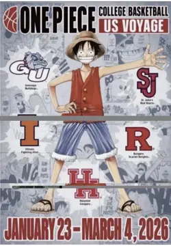 One Piece Monkey D Luffy US Voyage College Basketball Promo POSTER Unrolled - Image 1