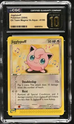 CGC 10 PRISTINE Jigglypuff 2004 EX Team Magma Vs Aqua 41/95 Pokemon Card - Image 1