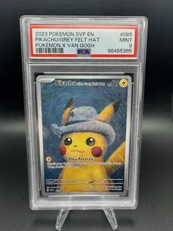 2023 POKEMON SVP POKEMON X VAN GOGH #085 PIKACHU WITH GREY FELT HAT PSA 9 - Image 1