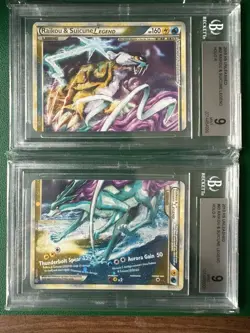 Pokemon TCG Unleashed Raikou and Suicune Legend Holo Complete Set Graded BGS 9 - Image 1