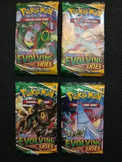 Pokemon TCG Evolving Skies Booster Packs - Complete Art Set of 4 Sealed Packs - Image 1