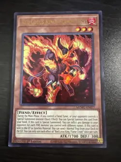 Red Lotus King, Flame Crime MZMU-EN077 Ultra Rare Yugioh Maze of Muertos Mint - Image 1