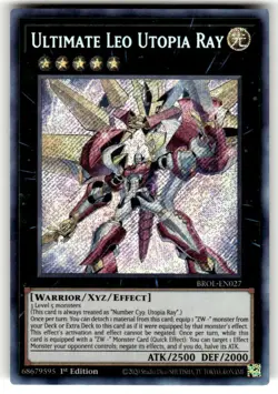 Yugioh! TCG Secret Rare 1st Edition Ultimate Leo Utopia Ray BROL-EN027 NM - Image 1