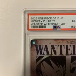 2025 One Piece Japanese OP13 Monkey D Luffy Wanted SEC Alternate Art PSA 10 - Image 3