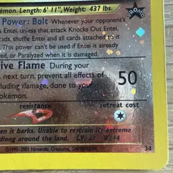 Pokemon Entei TCG 34/53 WOTC Black Star Promo Holo Card - Image 3