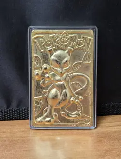 Vintage 1999 Burger King Exclusive Pokemon 23k Gold Plated Metal Mewtwo Card - Image 1