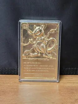 Vintage 1999 Burger King Exclusive Pokemon 23k Gold Plated Metal Mewtwo Card - Image 2