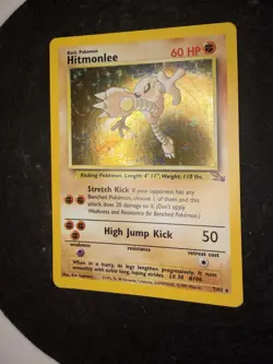 Pokemon TCG Hitmonlee Fossil Holo Card 7/62 Unlimited Rare NM- - Image 3