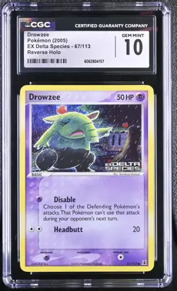 CGC 10 Drowzee EX Delta Species 67/113 Reverse Holo Stamped Pokemon Card - Image 1