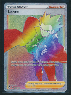 Lance 206/195 Rainbow Secret Rare Holo Pokemon 2022 Silver Tempest NM - Image 1