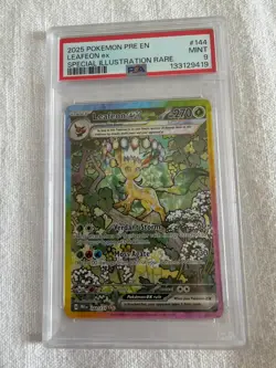 2025 Leafeon ex 144/131 Sv: Prismatic Evolutions, SPECIAL RARE PSA9 POKEMON - Image 1