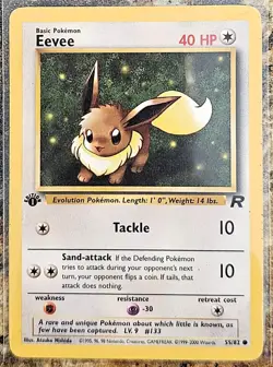 Pokemon 2000 Team Rocket 1st Edition Eevee 55 MP - Image 1
