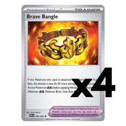 4x Brave Bangle - 080/086 - SV: White Flare (WHT) Pokemon Playset x4 - Image 1