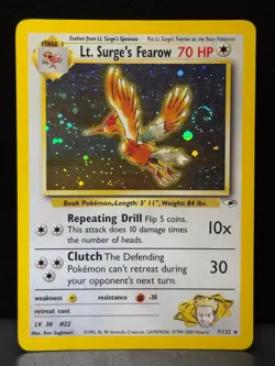 Lt. Surge's Fearow 7/132 WOTC Gym Heroes Unlimited Holo Pokemon Card LP - Image 1