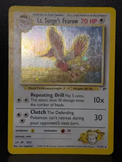Lt. Surge's Fearow 7/132 WOTC Gym Heroes Unlimited Holo Pokemon Card LP - Image 2
