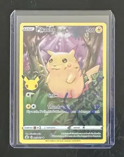 VERONICA TAYLOR SIGNED PIKACHU POKEMON CARD CELEBRRATIONS AUTHENTIC NM - Image 1