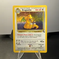 Pokemon TCG Dragonite Fossil 4/62 Holo Rare Unlimited Card Wizards of the Coast - Image 1