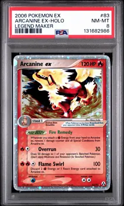 Arcanine EX Legend Maker Holo Card 83/92 PSA 8 - Image 1