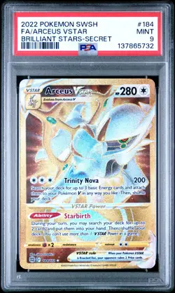 2022 Pokemon Arceus Vstar #184/172 Brilliant Stars Secret PSA 9 - Image 1