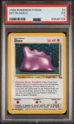 PSA 5 - 2002 Pokemon Fossil DITTO HOLO #3 (6728) - Image 1