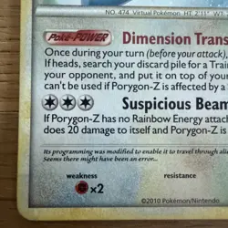 Pokemon Porygon-Z 7/102 Triumphant Holo Rare NM - Image 2