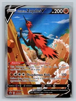 Pokemon Galarian Zapdos V Full Art Ultra Rare Holo Chilling Reign 174/198 - Image 1