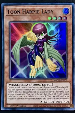 YuGiOh! Toon Harpie Lady TOCH-EN002 1st Edition Super Rare NM - Image 1