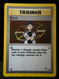 Brock 15/132 WOTC Gym Heroes Rare Unlimited Holo Pokemon Card LP - Image 1
