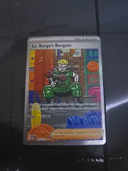Pokemon TCG Lt. Surge's Bargain Trainer Full Art Holo 185/132 MEG English - Image 1