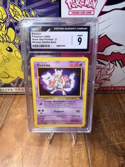 CGC 9 MINT Mewtwo 1999 Black Star Promos 3 WB Movie Pokemon Card - Image 1