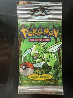 1999 Pokemon Unweighed Jungle Booster Pack Scyther Artwork - SEALED Long Crimp - Image 1