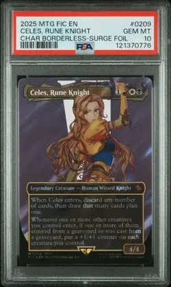 PSA 10 Celes Rune Knight 0209 Borderless Surge Foil MTG Final Fantasy Commander - Image 1