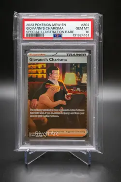 Pokemon 2023 Giovanni's Charisma Mew #204 Special Illustration Rare PSA 10 - Image 1