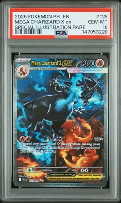 2025 POKEMON PFL EN-PHANTASMAL FLAMES #125 MEGA CHARIZARD X EX PSA 10 - Image 1