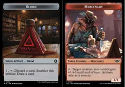 1x Blood (0002) // Mercenary (0010) Double-Sided Token - Foil - Outlaws Of Thund - Image 1