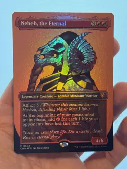 1X FOIL Neheb, the Eternal BORDERLESS MINT MTG Magic CMM Commander Masters EDH - Image 1