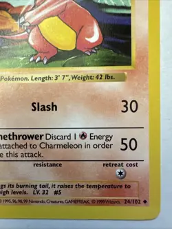 Pokemon TCG *1999 Base Set Shadowless Charmeleon #24/102* - Image 4