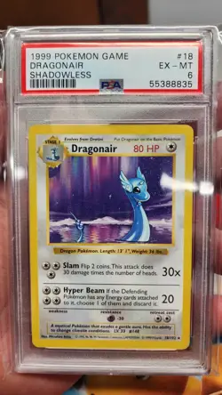 Dragonair 18/102 Base Set (Shadowless)Non Holo LP Vintage Pokemon Card WOTC 1999 - Image 1