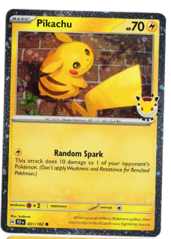 Pikachu 051/162 30th Anniversary Cosmos Holo Pokemon Card - Image 1