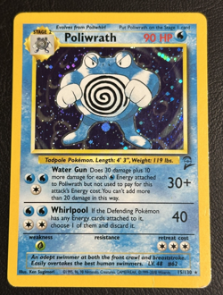 Pokemon Base Set 2 Poliwrath 15/130 Holo Rare Card NM/M - Image 1