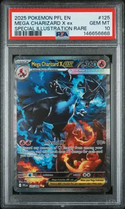 2025 POKEMON PFL EN-PHANTASMAL FLAMES #125 MEGA CHARIZARD X EX PSA 10 - Image 1