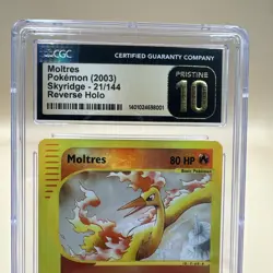 2003 Pokemon Skyridge Moltres Reverse Holo Foil 21/144 E Series CGC 10 Pristine - Image 2