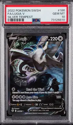 2022 POKEMON SWORD & SHIELD SILVER TEMPEST #186 FULL ART/LUGIA V PSA 10 - Image 1